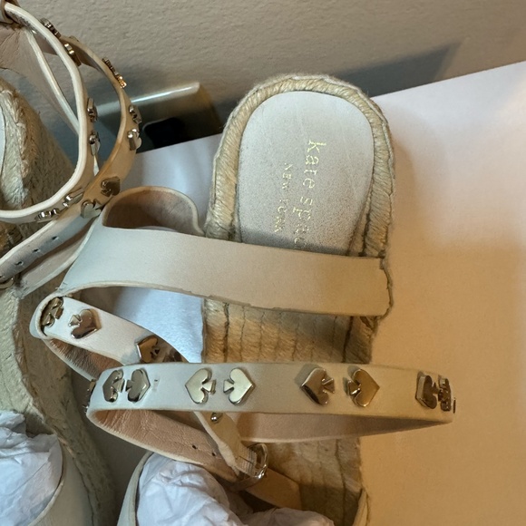 Kate Spade White Leather Straw Sandals With Wrap Around Ankle Straps Size 10 - Picture 3 of 13